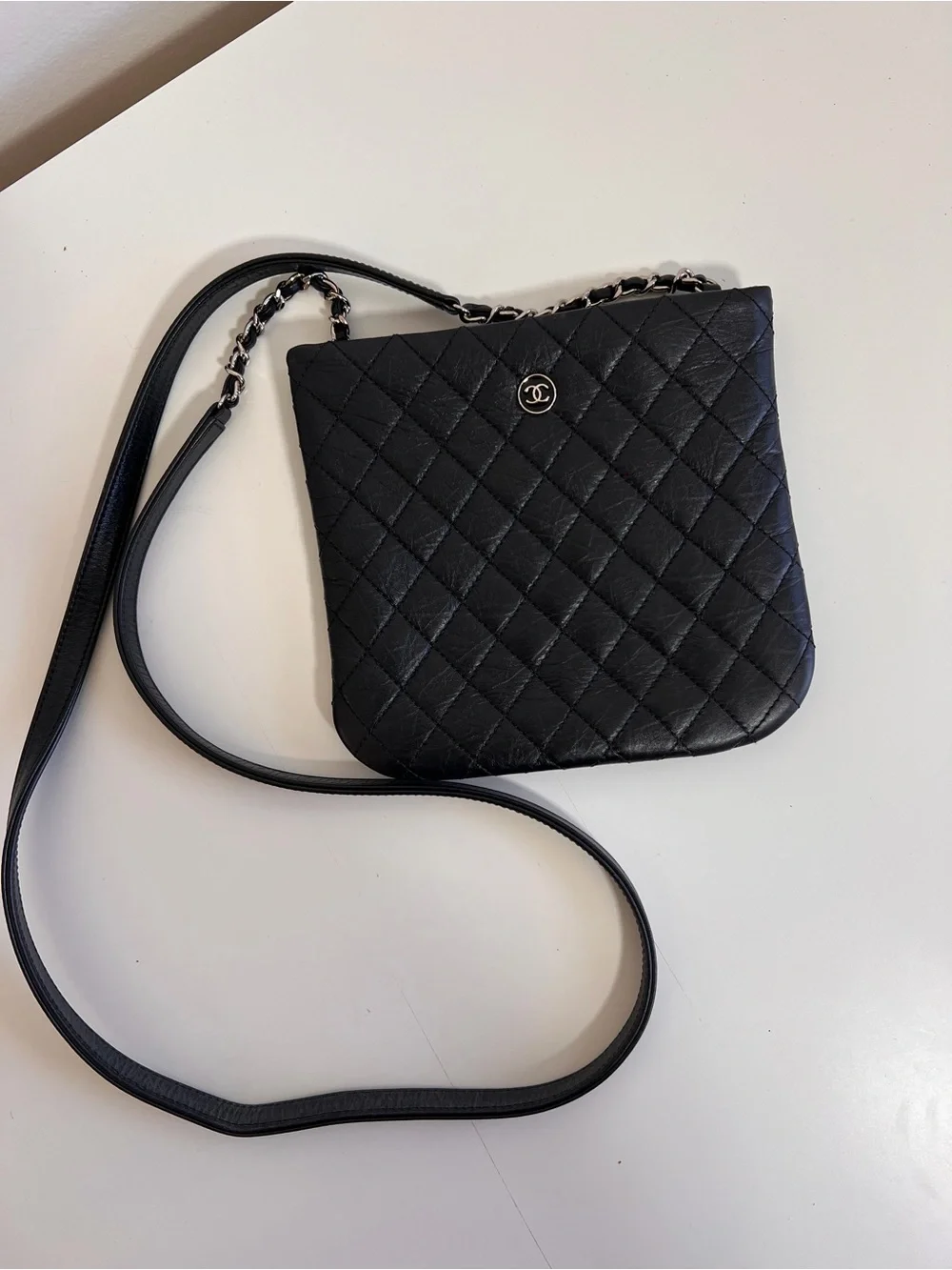 CHANEL Black Quilted Lambskin Crossbody with CC Turn-Lock